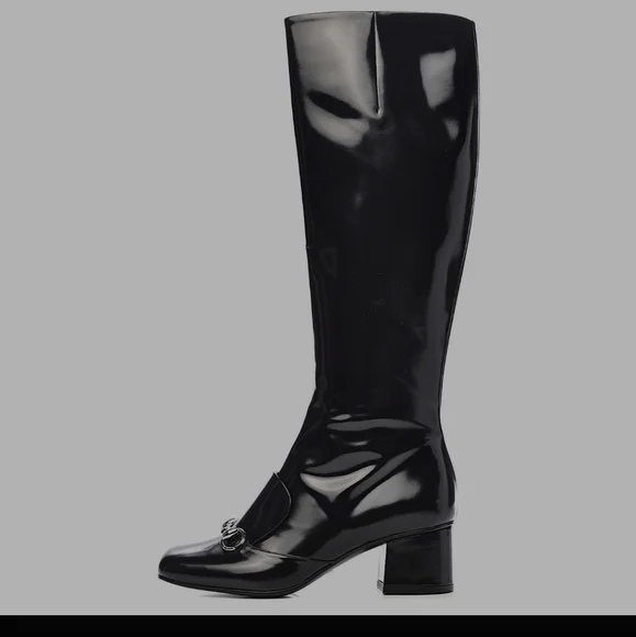 GUCCI LILIAN EUC KNEE HIGH BLACK BOOTS WORN 1X SIZE 38.5 IN BOX - Picture 1 of 9